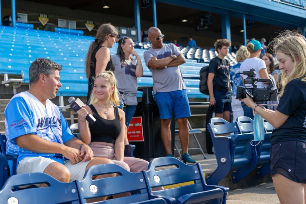 Mosaic Film Experience crew in the stands at LMCU Ballpark