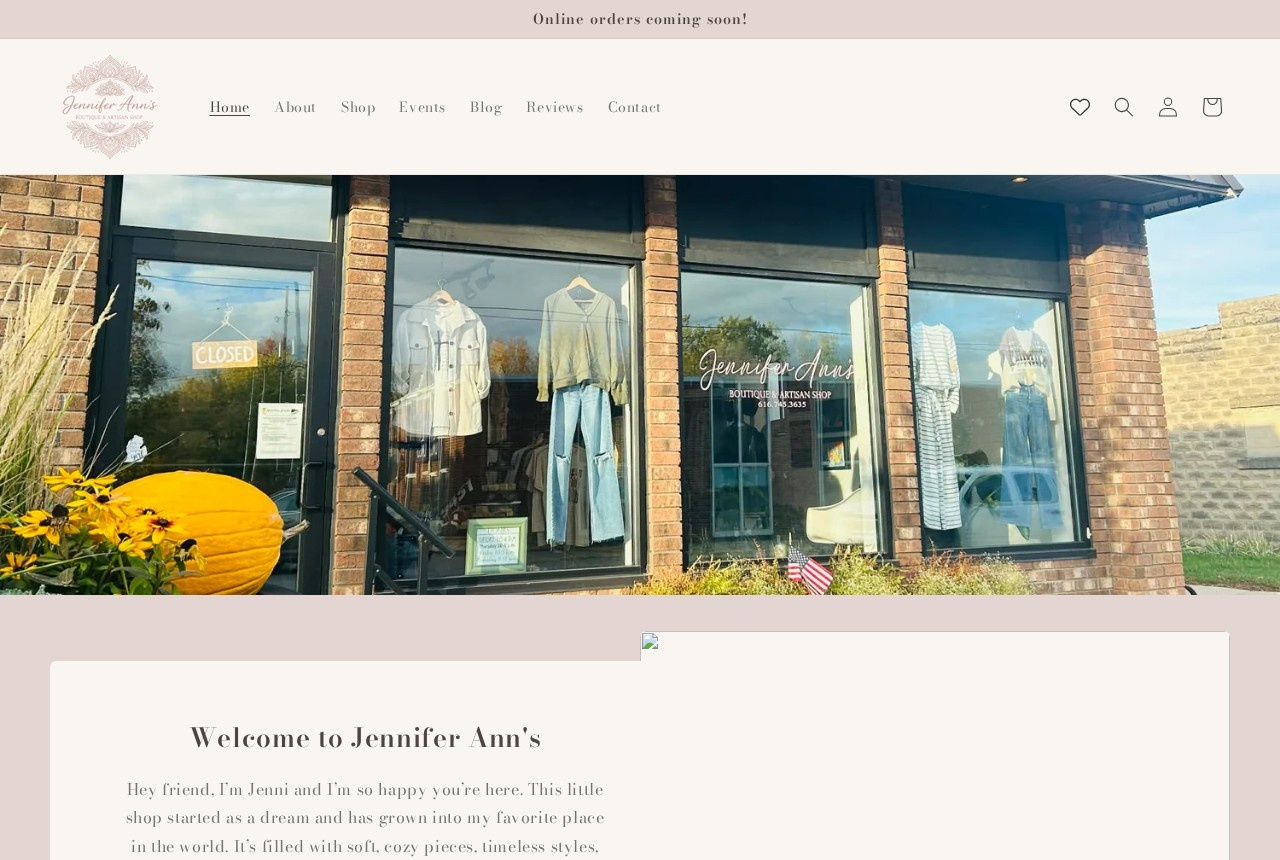 Jennifer Ann's Boutique and Artisan Shop website homepage