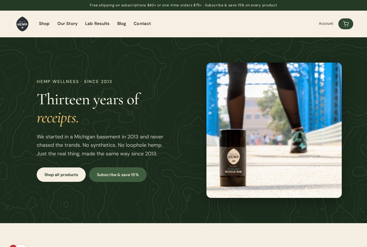 Made By Hemp website homepage