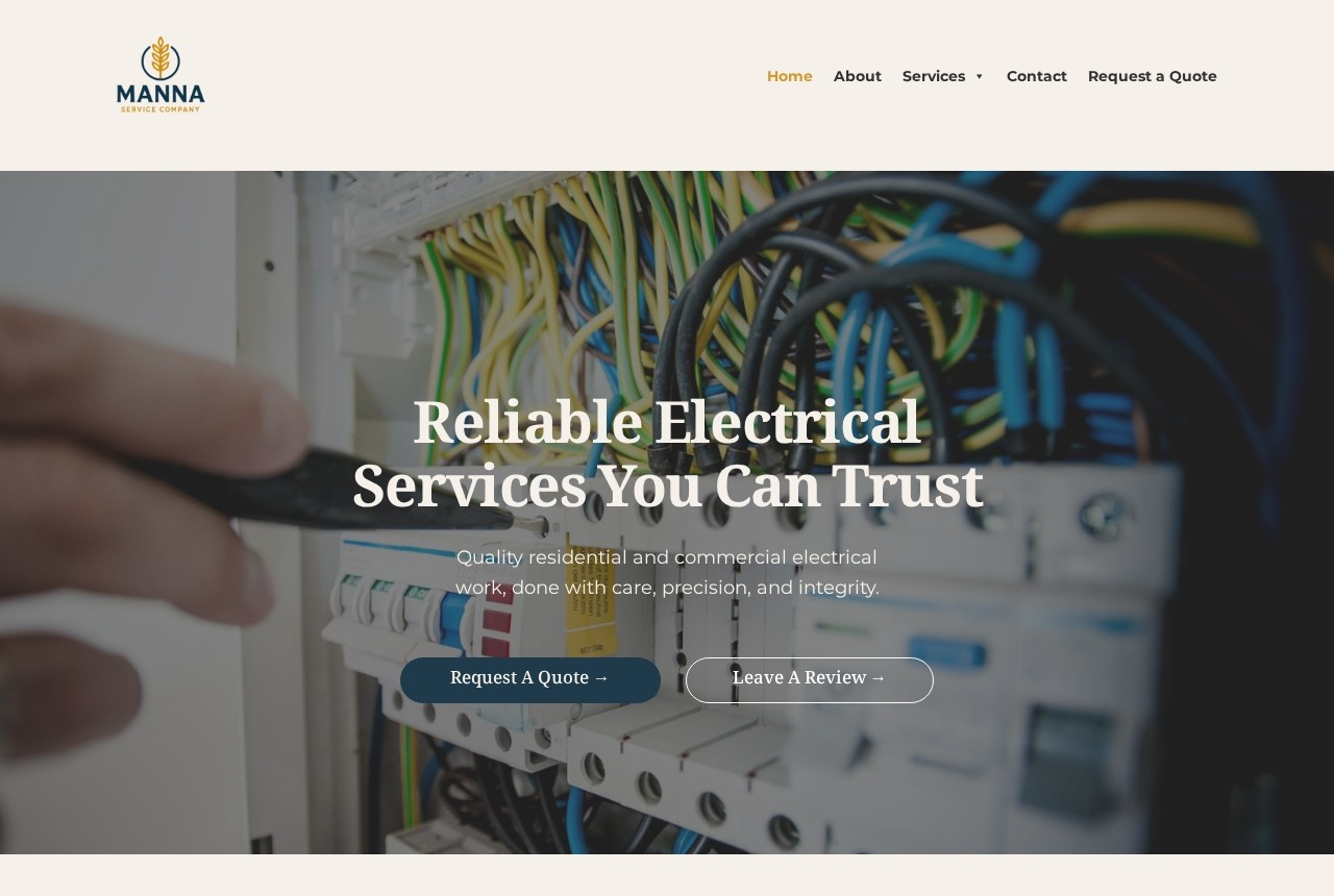 Manna Service Company website homepage