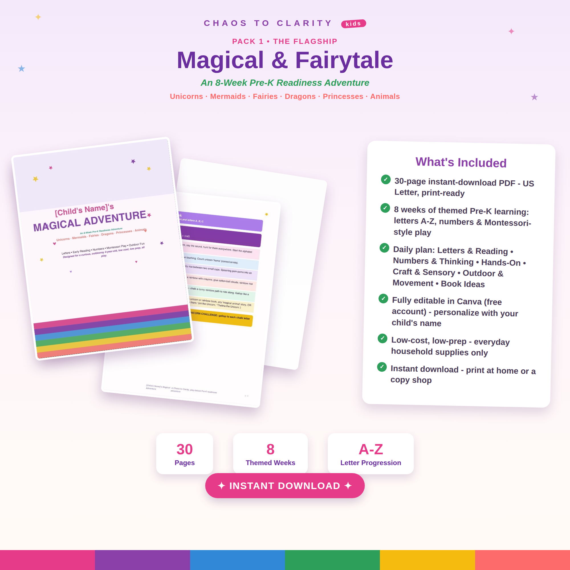 Magical & Fairytale themed Pre-K learning pack cover